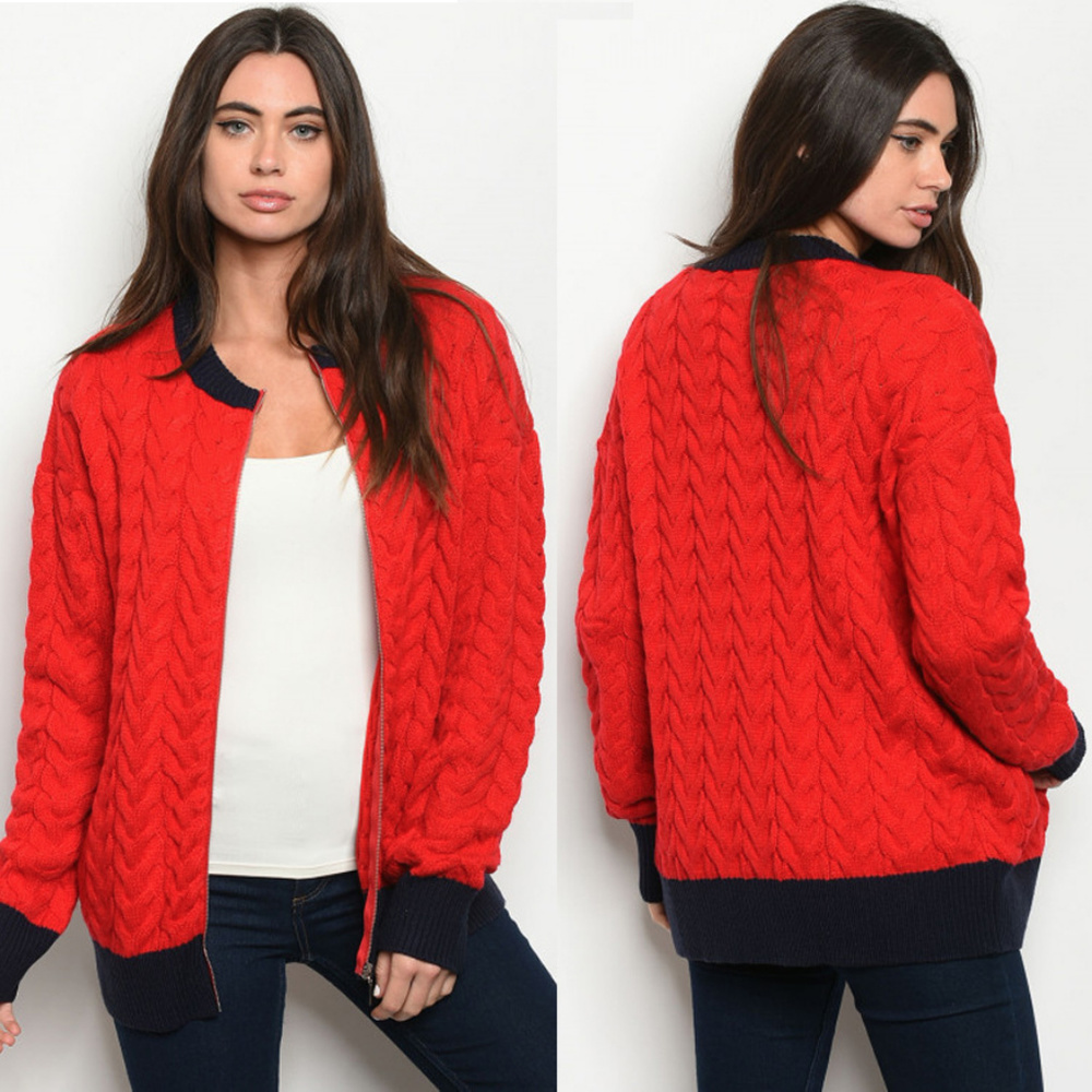 Red Bomber Jackets, Womens Red Sweater Coats